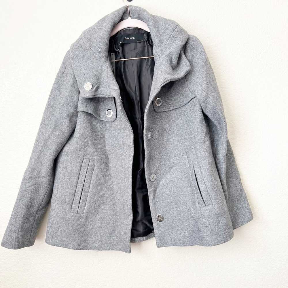 ZARA basic wool jacket pea coat grey size M - image 1