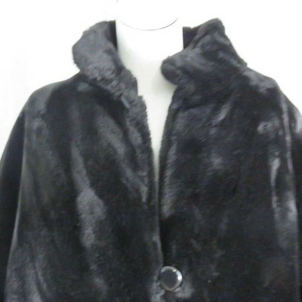Vintage I Magnin Black Faux fur Fuzzy Jacket M Sa… - image 2