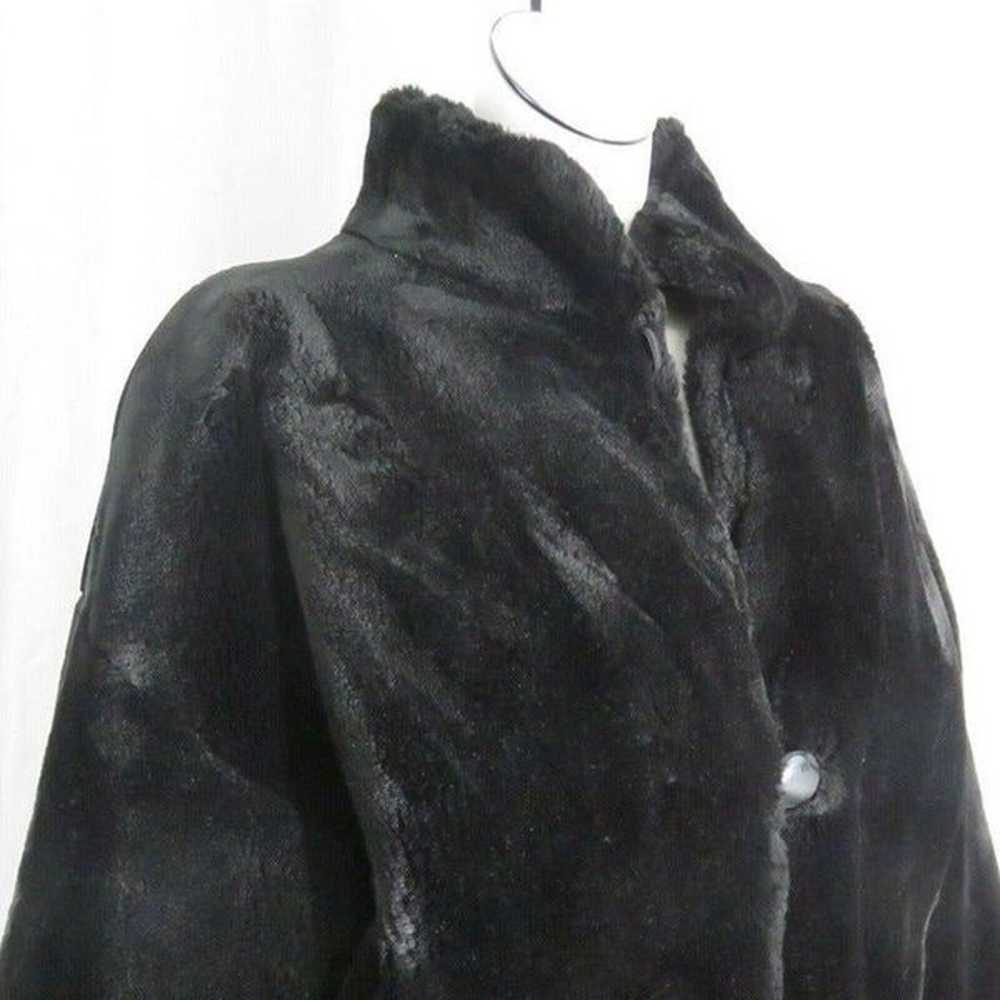 Vintage I Magnin Black Faux fur Fuzzy Jacket M Sa… - image 4