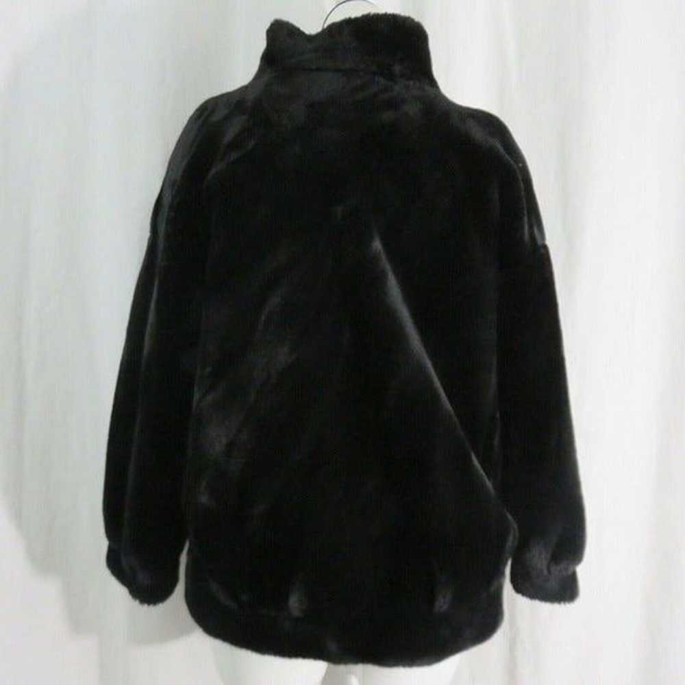 Vintage I Magnin Black Faux fur Fuzzy Jacket M Sa… - image 6