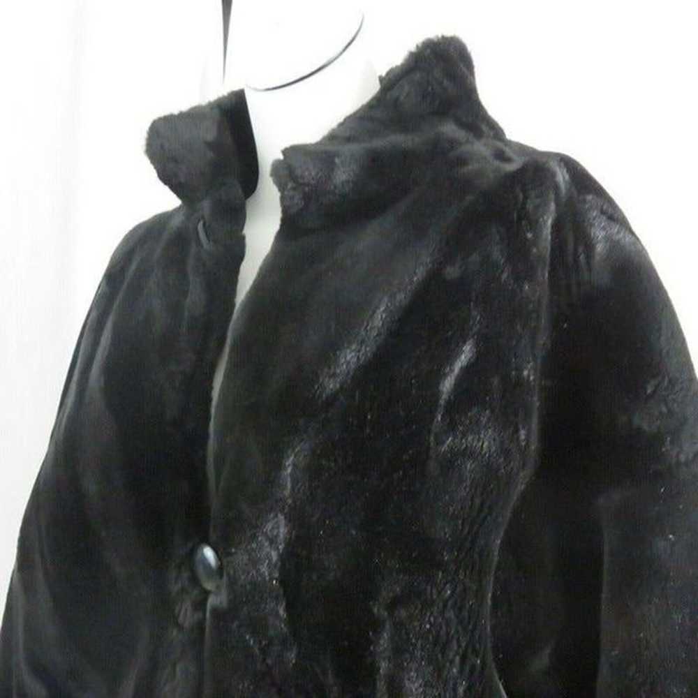 Vintage I Magnin Black Faux fur Fuzzy Jacket M Sa… - image 9