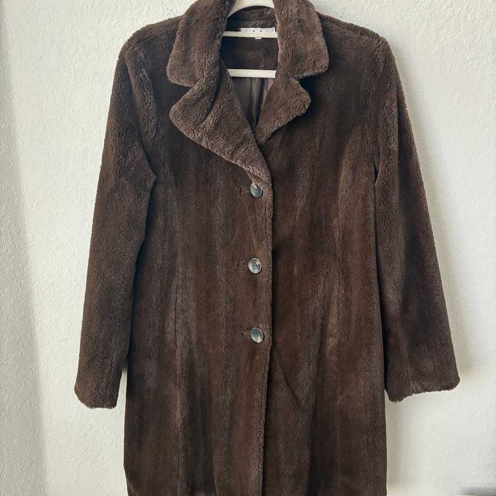 CABI brown faux Teddy coat Size Medium - image 4