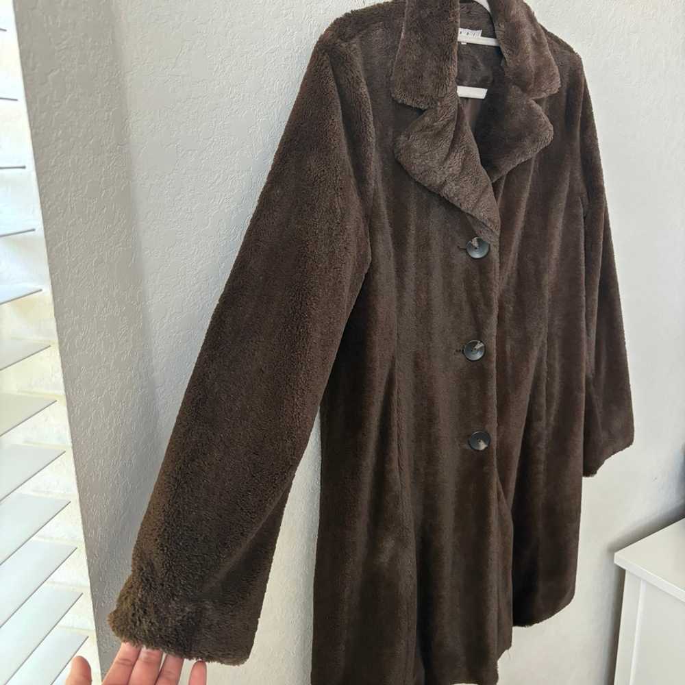 CABI brown faux Teddy coat Size Medium - image 5