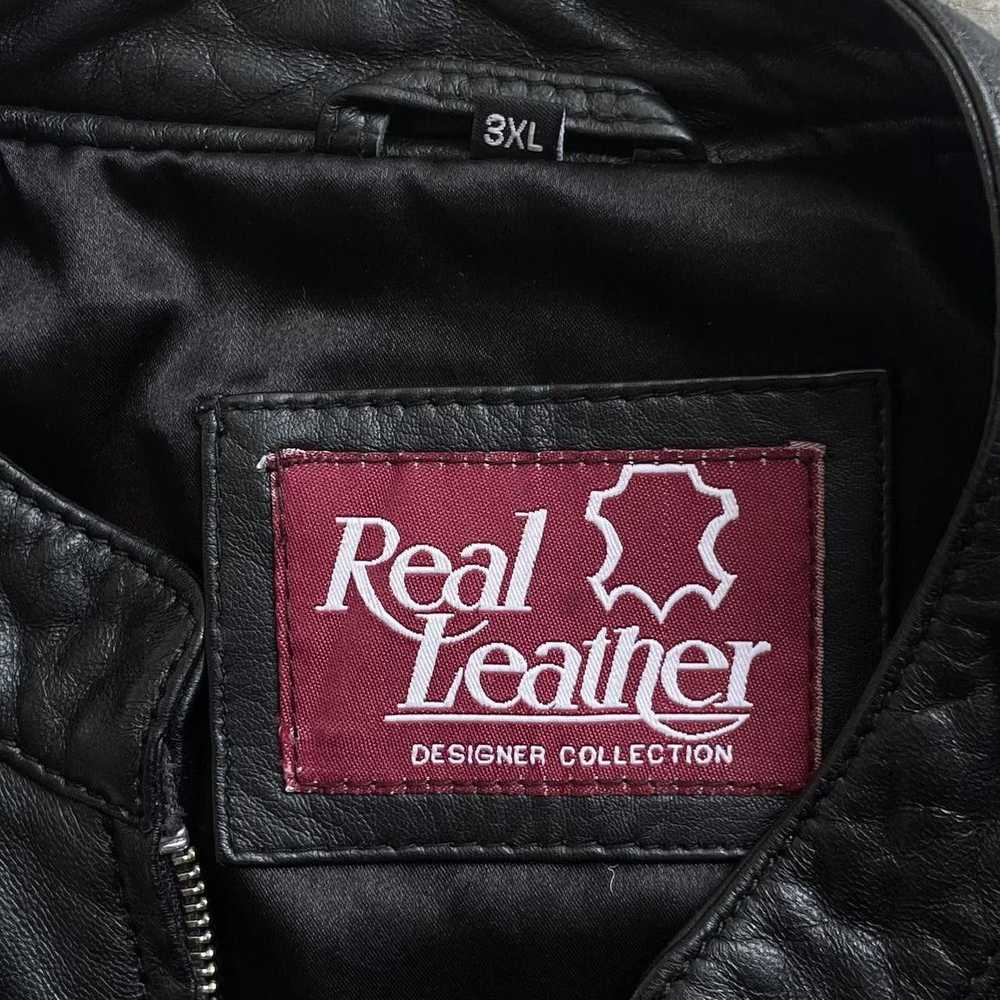 Genuine Leather Real Leather Motorcycle Jacket - image 3