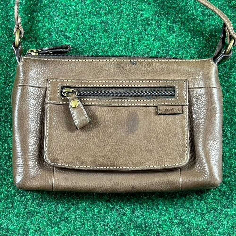 Fossil Fossil Front Zip Pocket Brown Leather Cros… - image 2