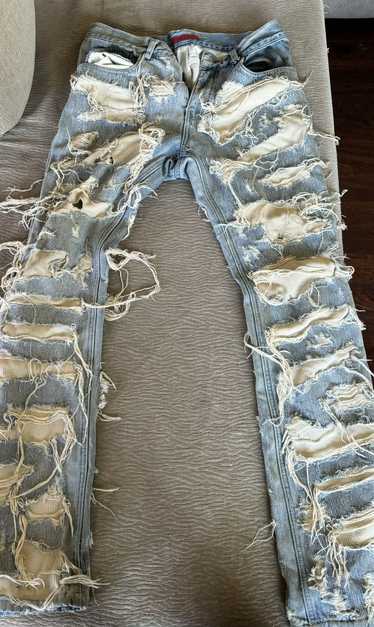 Streetwear Handmaderust ripped jeans