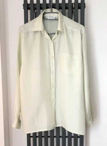 Vintage 100% silk shirt mint light green luxury s… - image 1