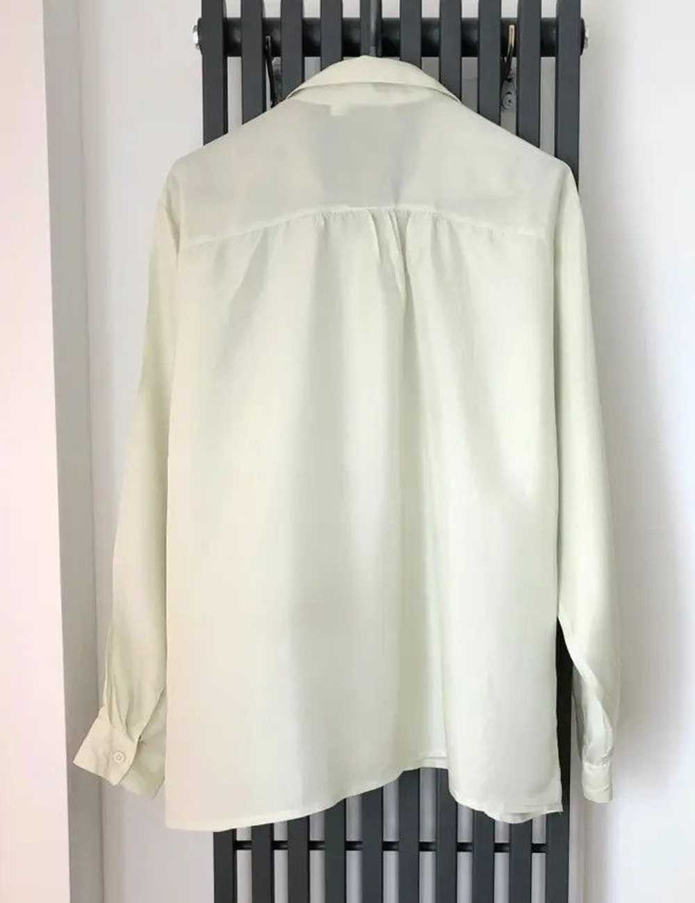 Vintage 100% silk shirt mint light green luxury s… - image 4