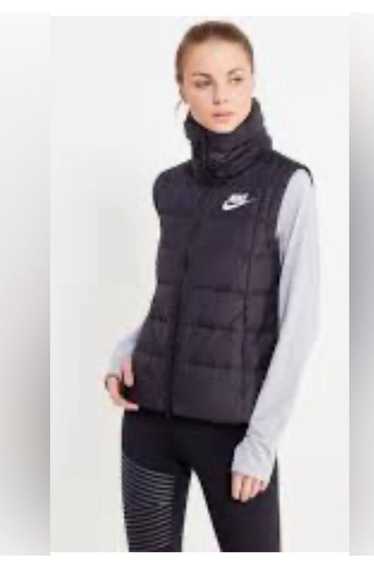 Nike NIKE Black funnel neck puffer vest , cinched 