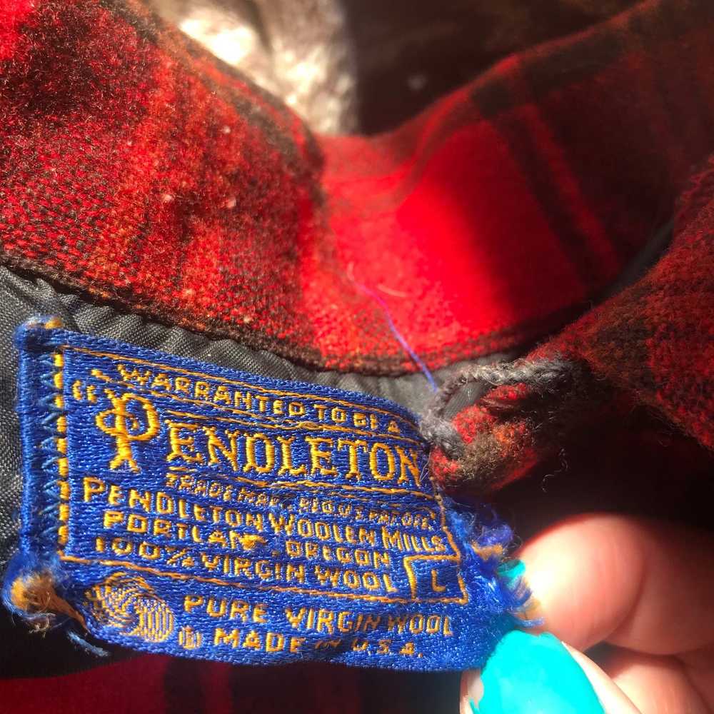 Pendleton Pendleton Wool Flannel Red Plaid Button… - image 7
