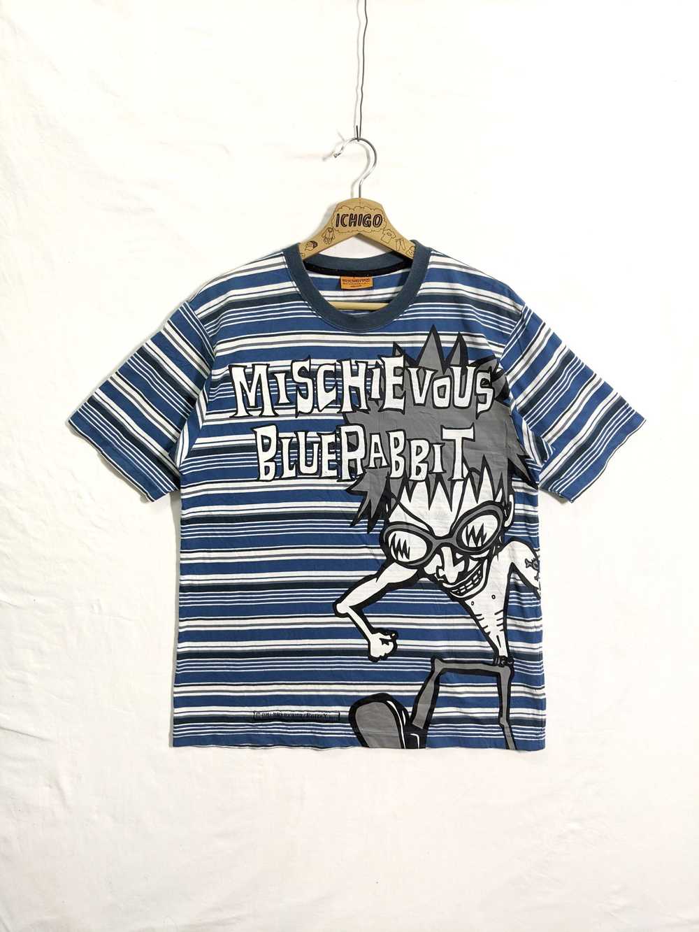 Japanese Brand MISCHIEVOUS BLUE RABBIT BIG PRINT … - image 1
