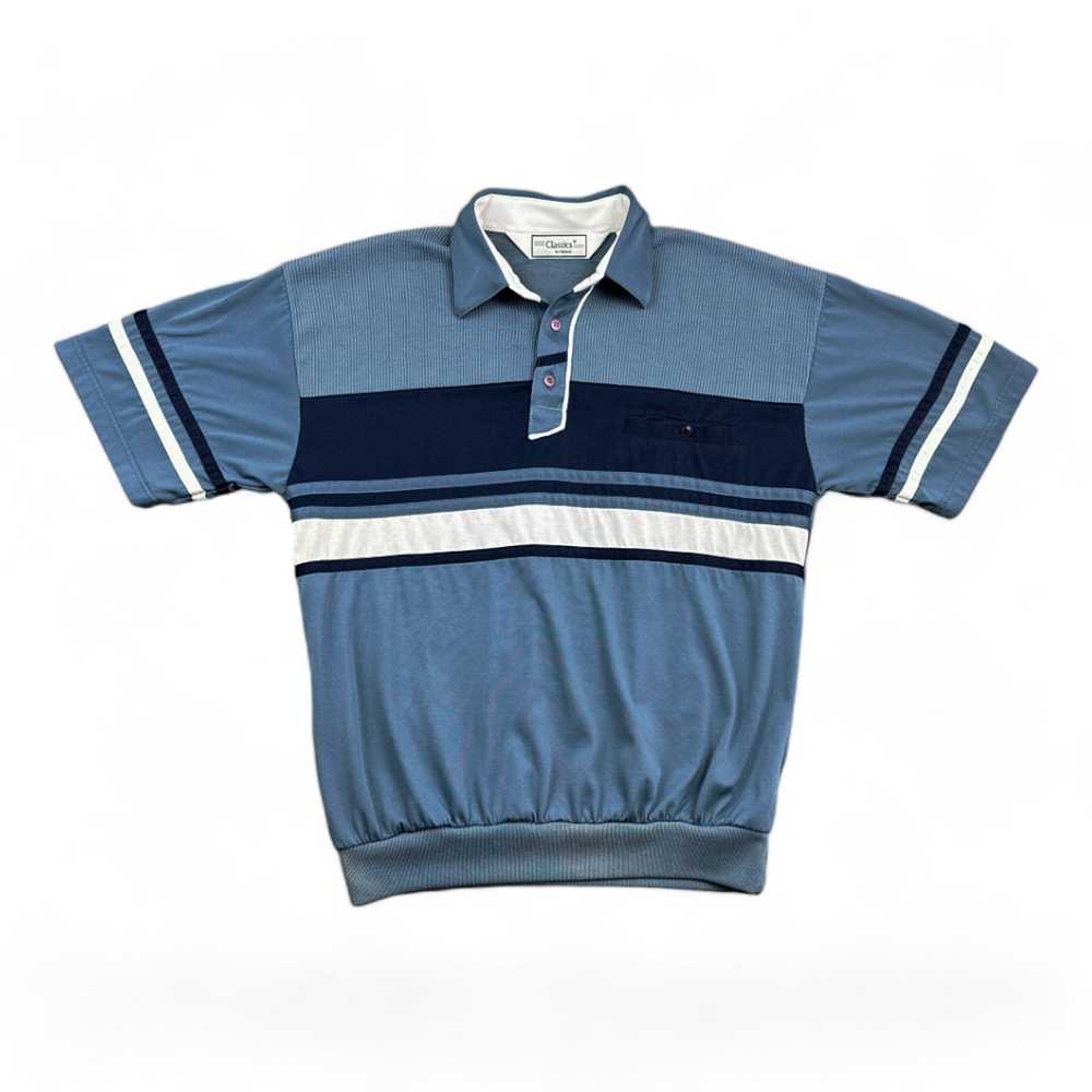 Vintage Vintage Polo Shirt Blue Stripes 90s Class… - image 1