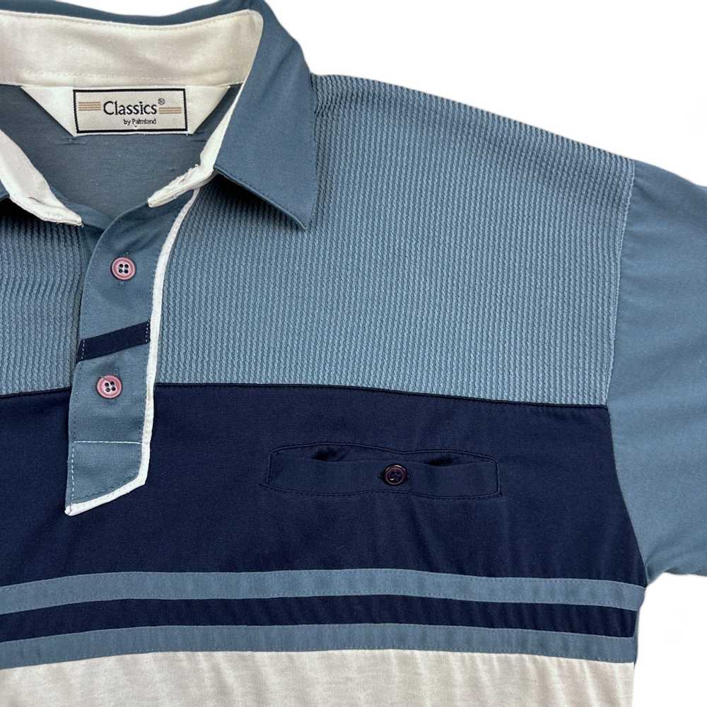 Vintage Vintage Polo Shirt Blue Stripes 90s Class… - image 2