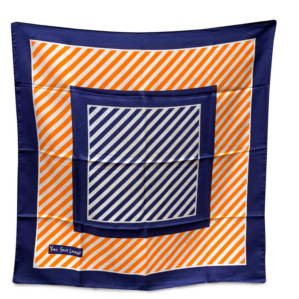 YVES SAINT LAURENT Vintage Orange And Blue Stripe… - image 1