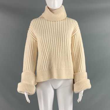 The Row Cream Wool Ribbed Turtleneck Sweater