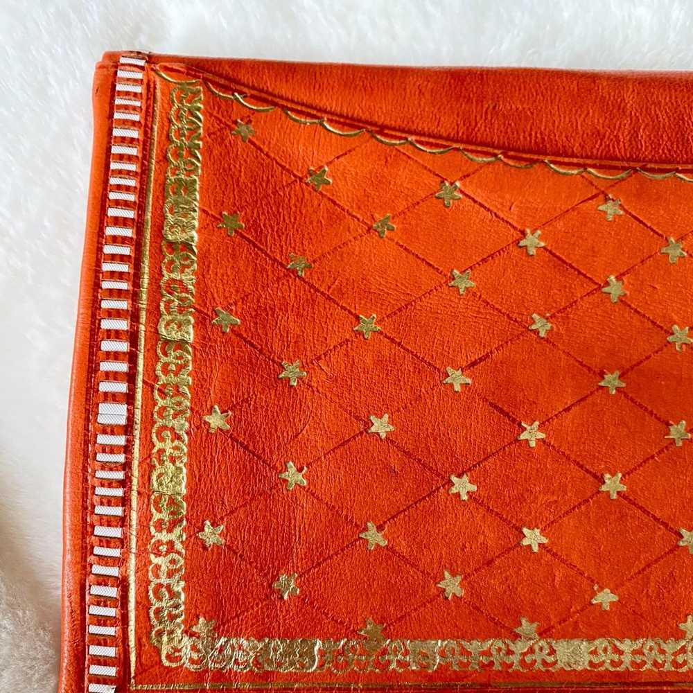 Antique Orange Soft Leather Envelope Style Clutch… - image 4