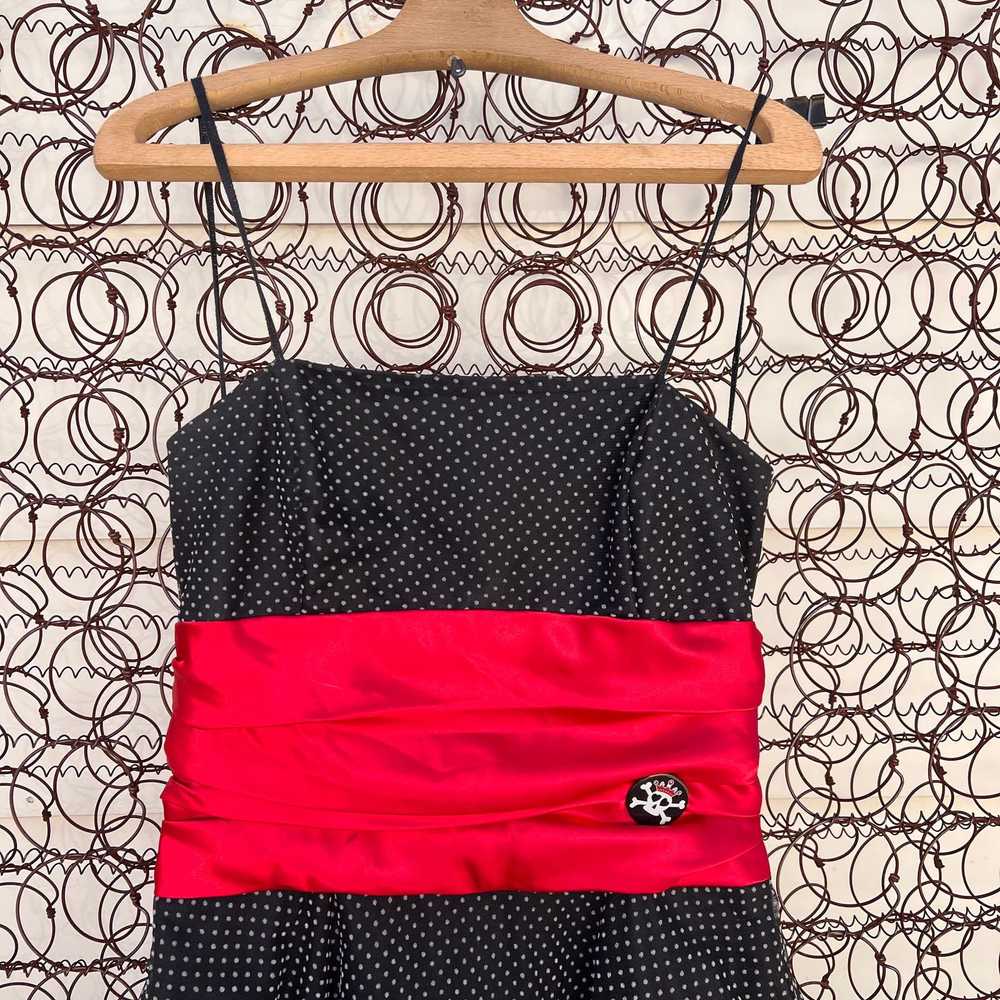 Vintage 90s red black white polkadot strapless pu… - image 2