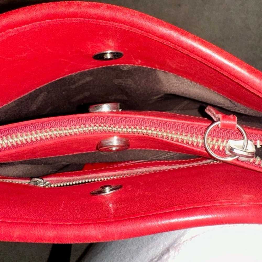 Vintage Red Leather Coach Shoulder Purse - image 10