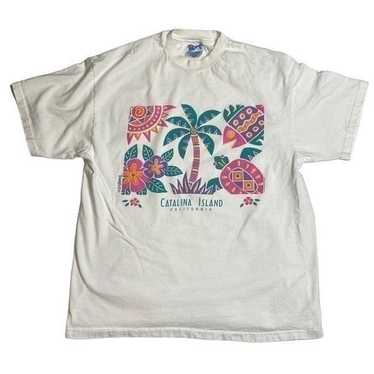 90s Vintage Catalina Island Ca Puff Print Tshirt … - image 1