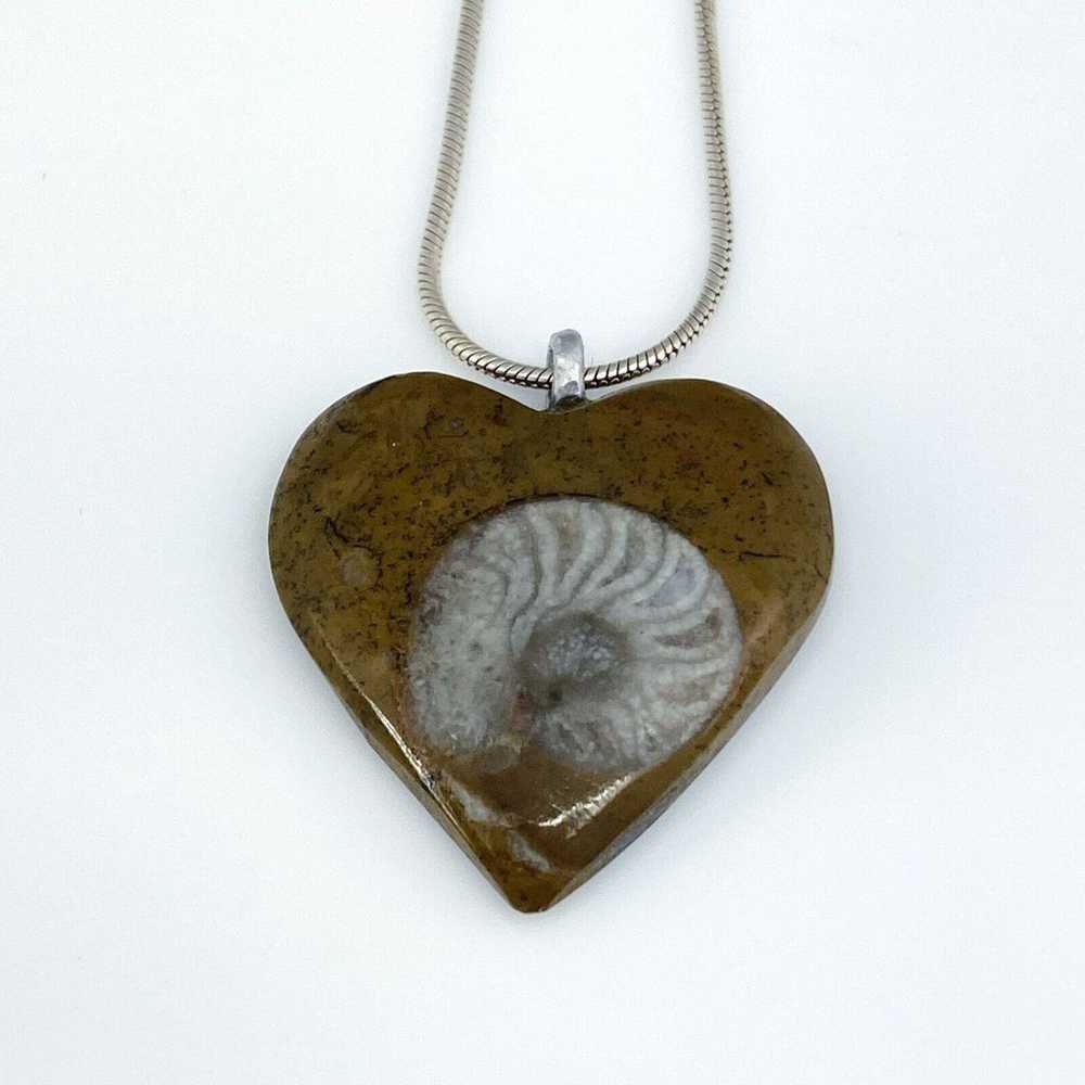 Vintage Sterling Silver 925 Fossilized Ammonite H… - image 2