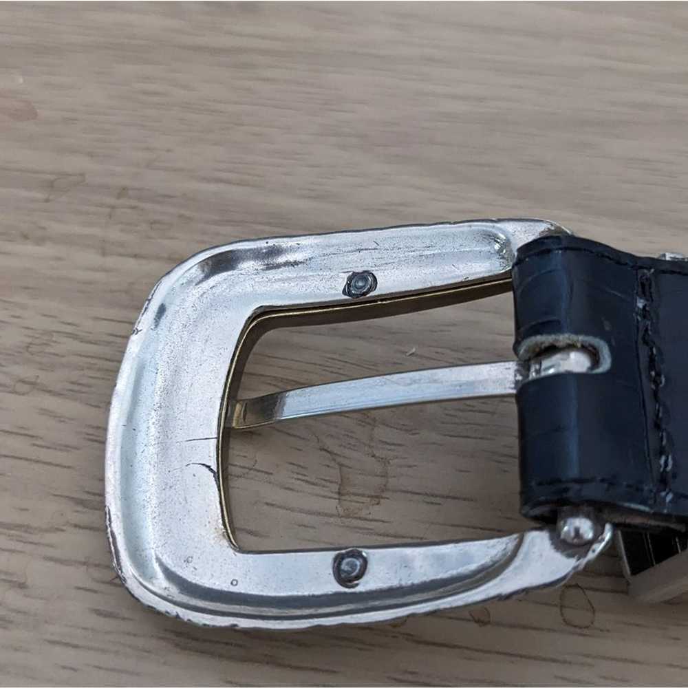 Brighton Black Croc Leather Belt With Silver Rect… - image 5