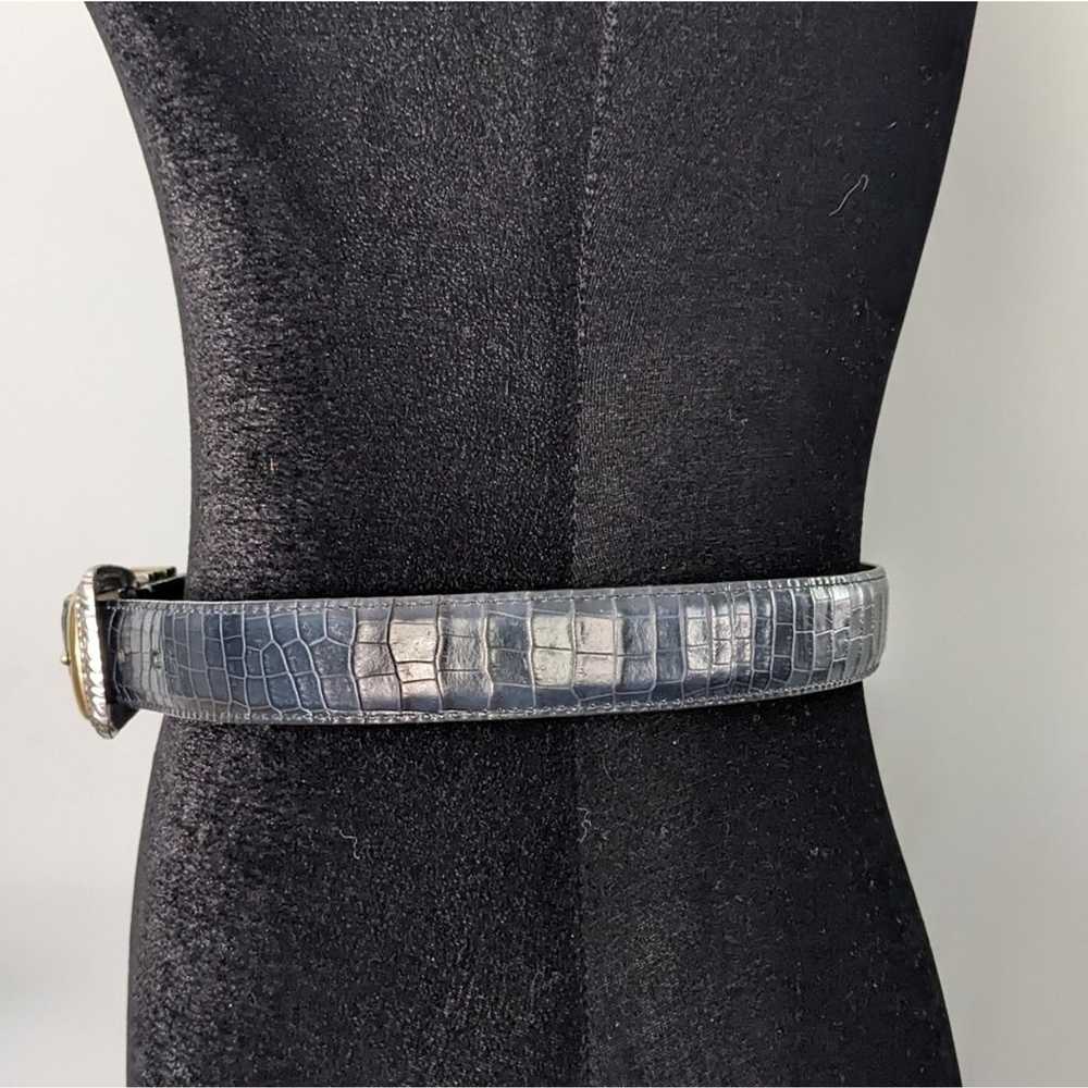 Brighton Black Croc Leather Belt With Silver Rect… - image 6