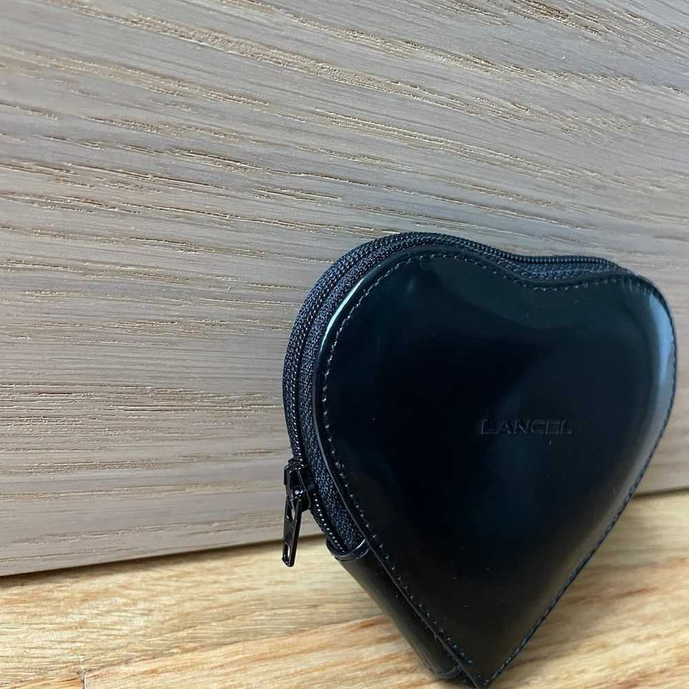 LANCEL Black Patent Leather Heart Coin Purse - image 3