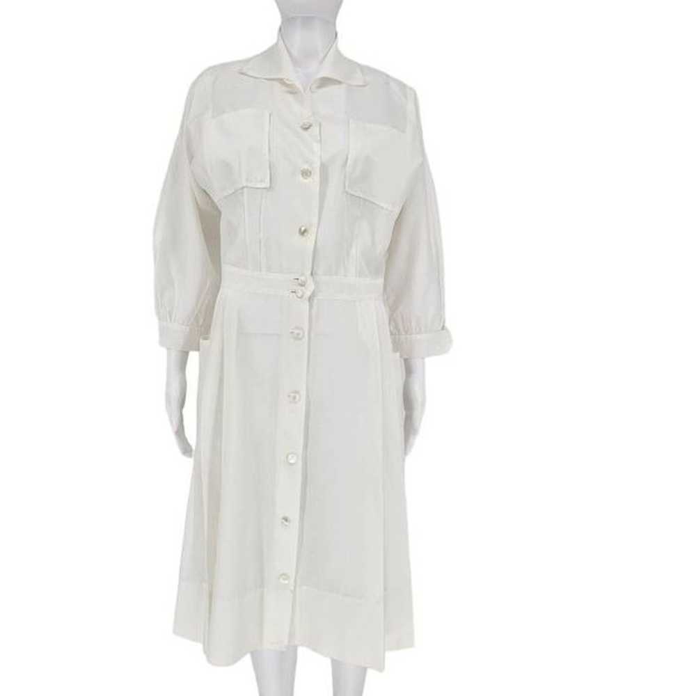 Vintage 80's Button Up Midi Dress White M - image 1