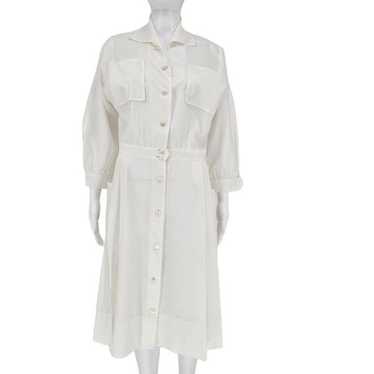 Vintage 80's Button Up Midi Dress White M - image 1
