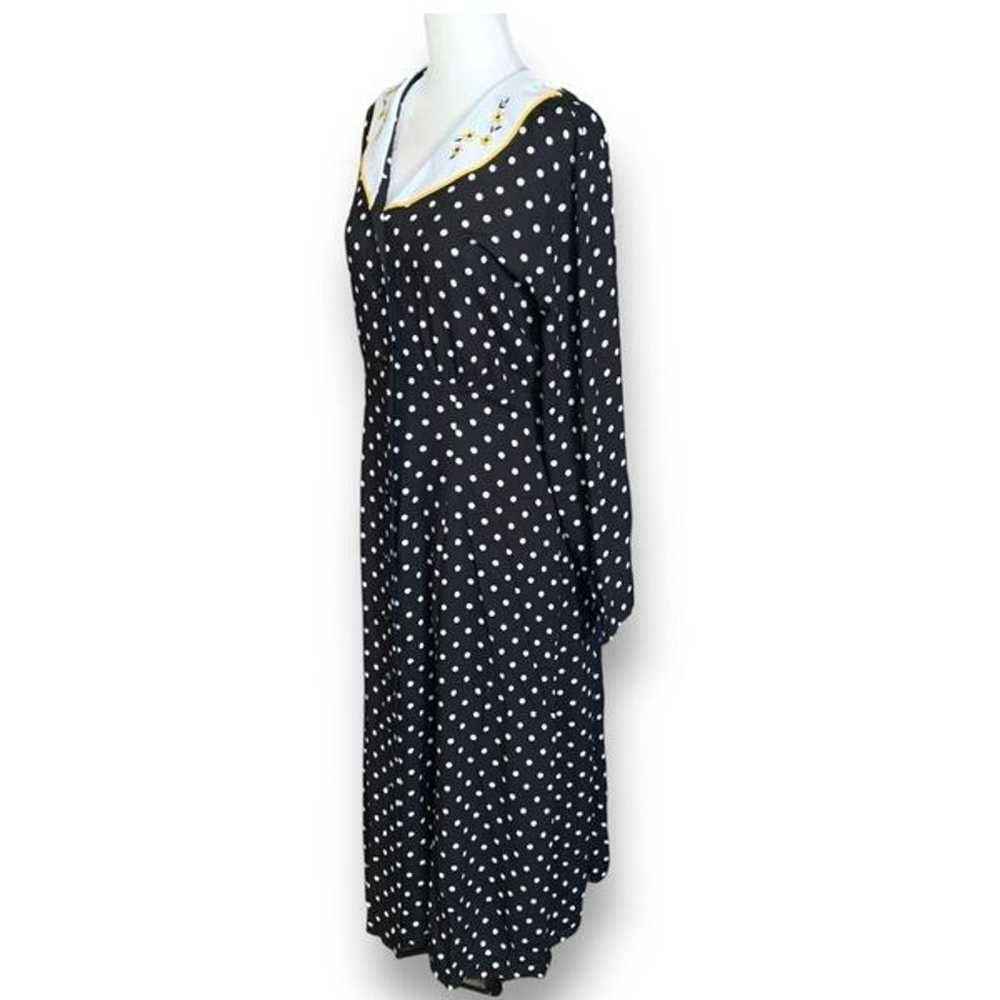 Vintage Karlie & Company Dress Black Polka Dot Ye… - image 4