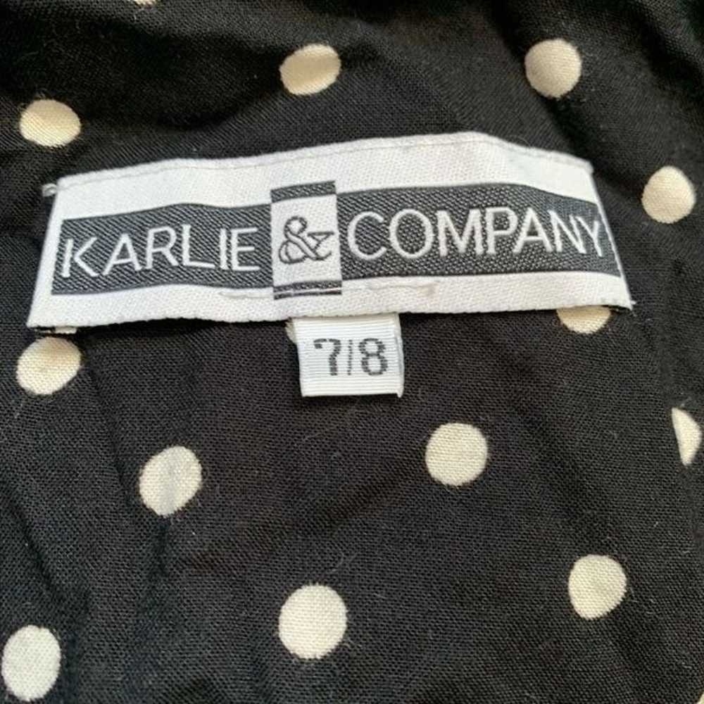 Vintage Karlie & Company Dress Black Polka Dot Ye… - image 7