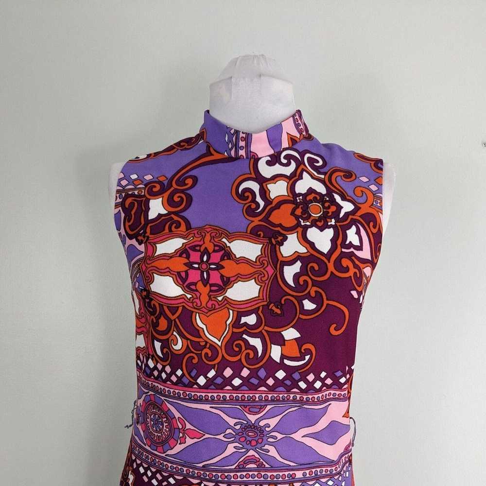 Vintage Maxi Dress Sleeveless 60s 70s Psychedelic… - image 5