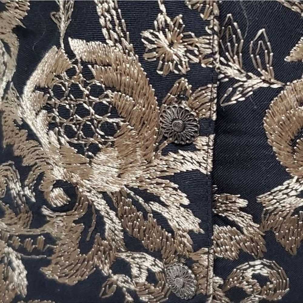 Vintage 80s The Icing Black Floral Gold Embroider… - image 7