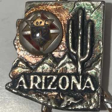 Vintage Metal Bolo Tie, Arizona, Cactus, 1 3/4" x… - image 1
