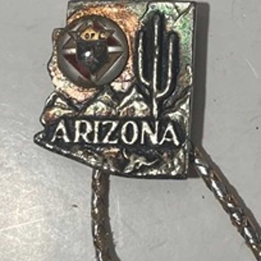 Vintage Metal Bolo Tie, Arizona, Cactus, 1 3/4" x… - image 2