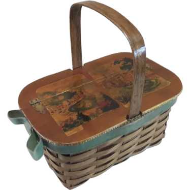 Vintage 1960's Decoupage Flip Top Basket Purse