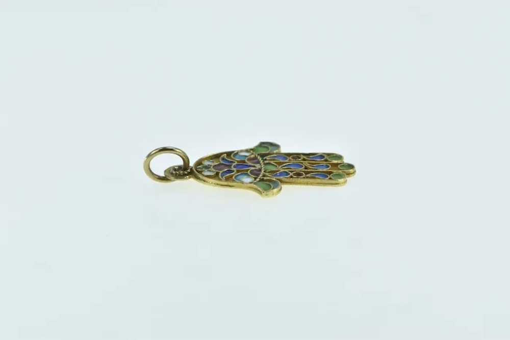 18K Enamel Hamsa Hand Protection Symbol Charm/Pen… - image 3