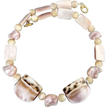 Unique Pink Mother of Pearl and Shell Necklace - image 1