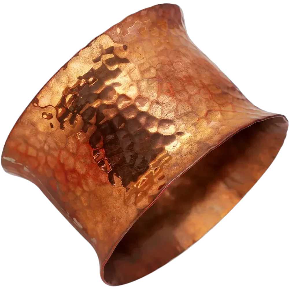 Copper Hammered Substantial Cuff Bracelet - image 1