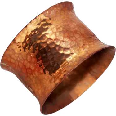 Copper Hammered Substantial Cuff Bracelet - image 1