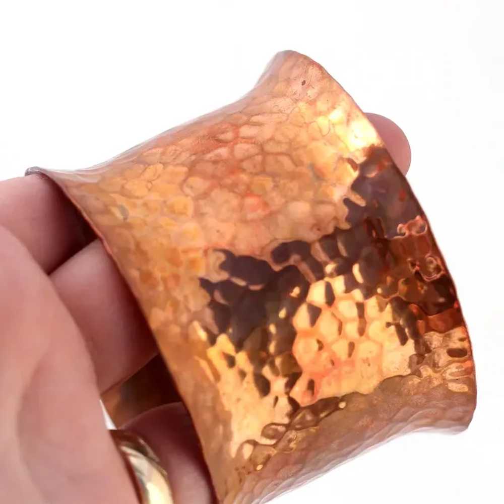Copper Hammered Substantial Cuff Bracelet - image 6