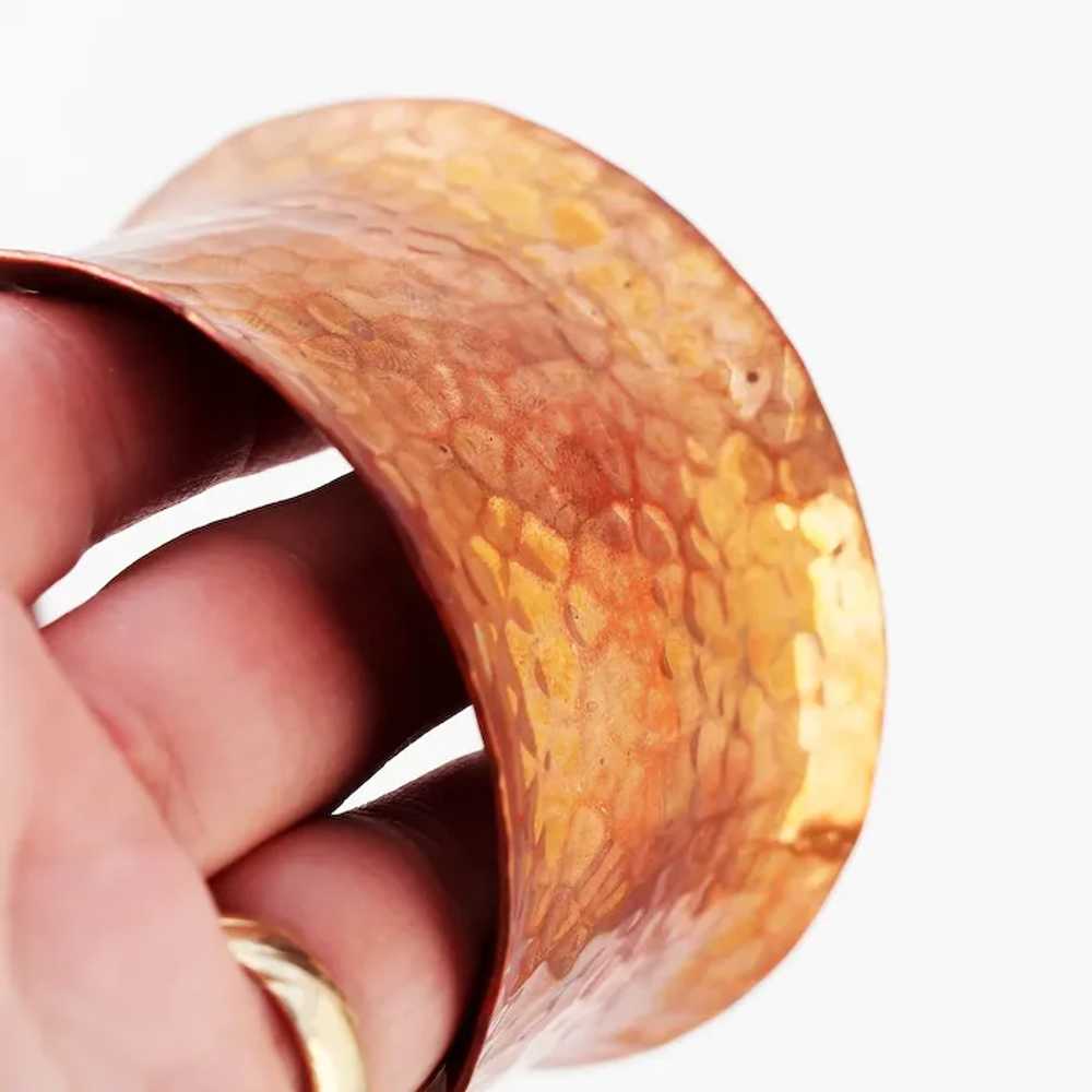 Copper Hammered Substantial Cuff Bracelet - image 8