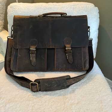Steampunk style antique leather messenger bag - image 1