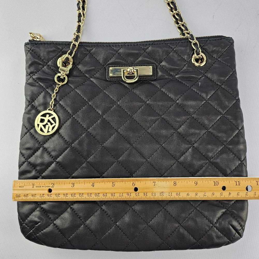DKNY Quilted Leather Chain Strap Purse Black - image 10