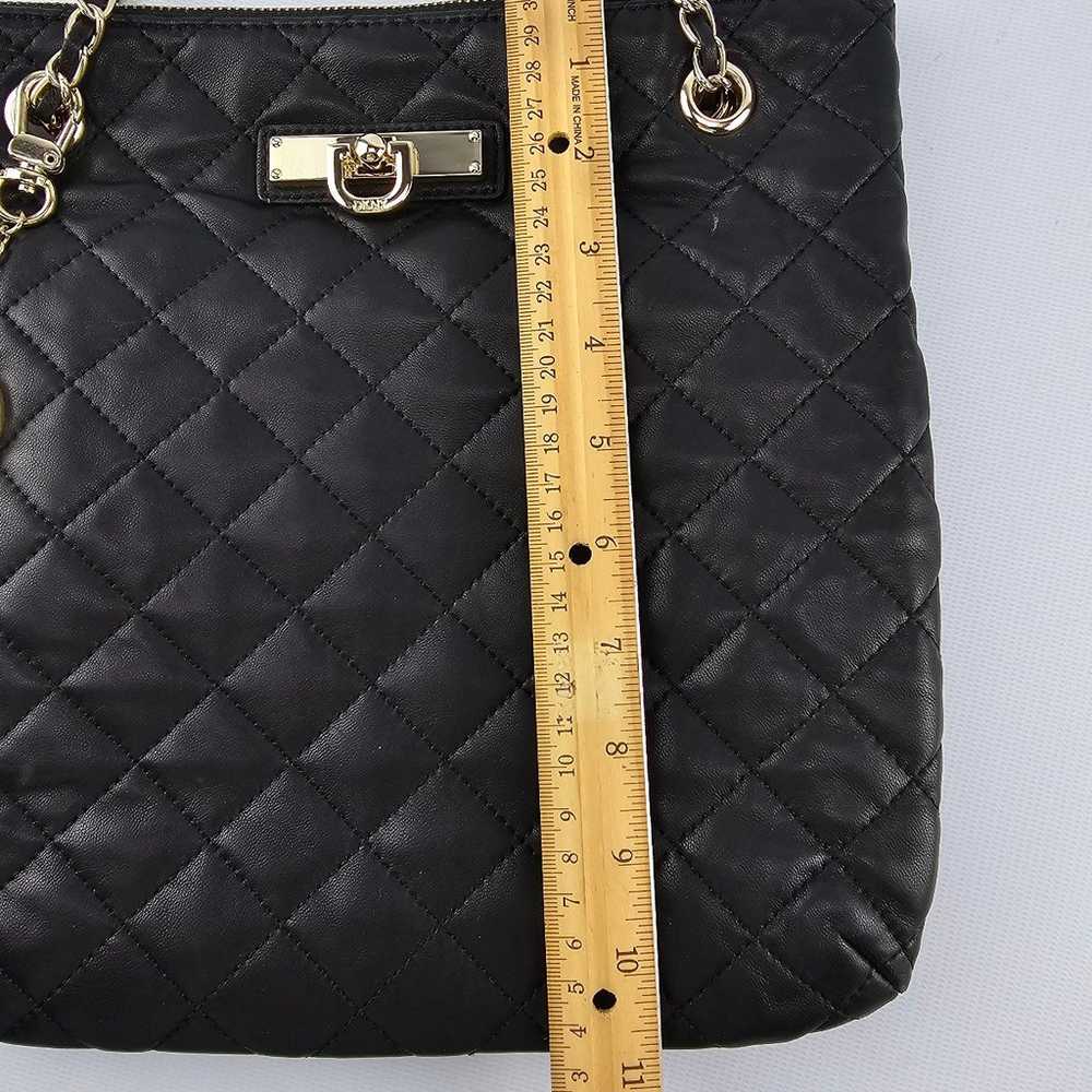 DKNY Quilted Leather Chain Strap Purse Black - image 11