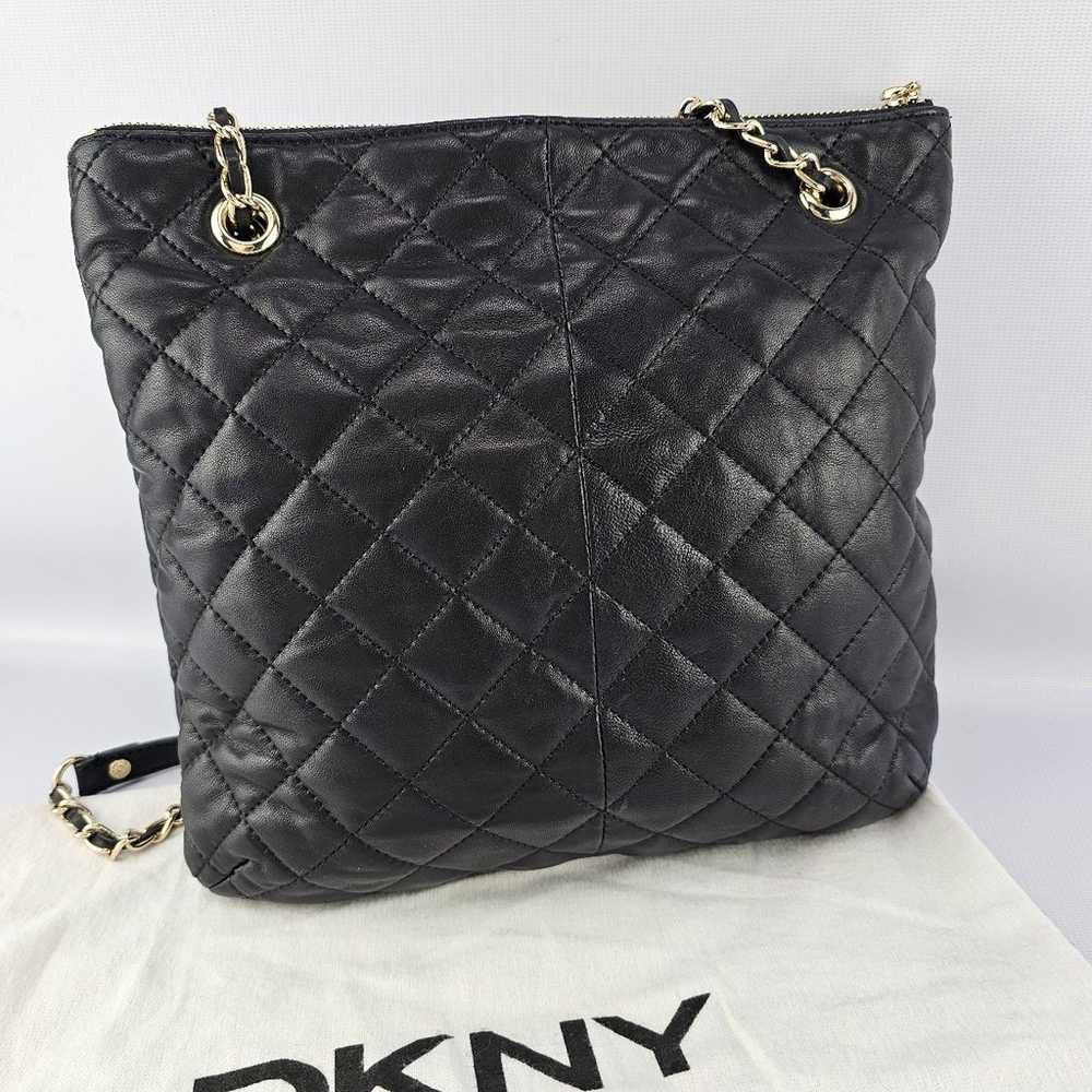 DKNY Quilted Leather Chain Strap Purse Black - image 2