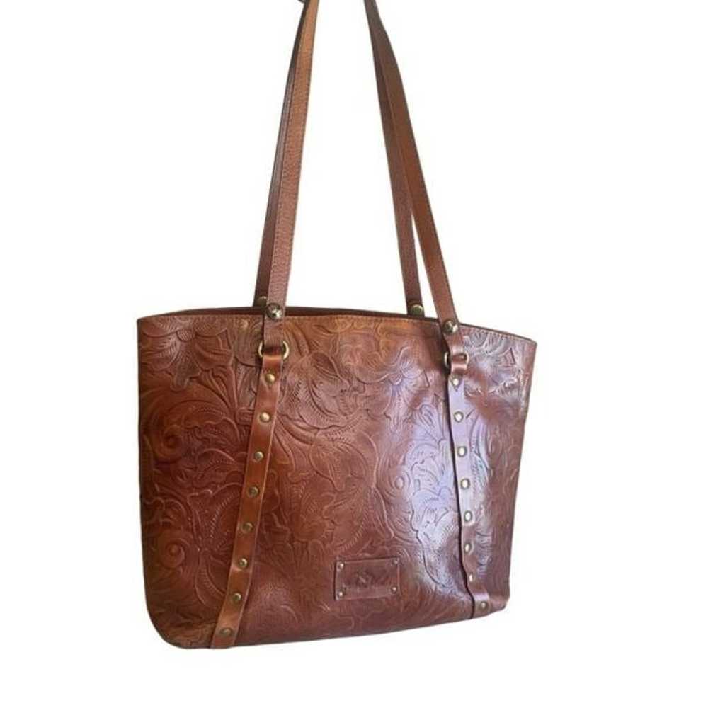 Patricia Nash Tooled Leather Tote in Cognac - image 1