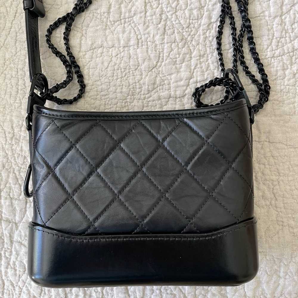 Black Quilted Hobo Leather Shoulder Bag - image 1