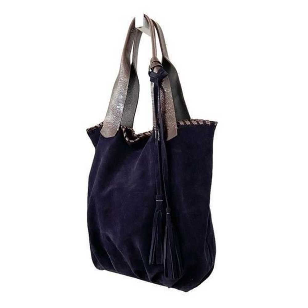 Laggo Navy Suede Soft Tote Bag with Tassels - image 1