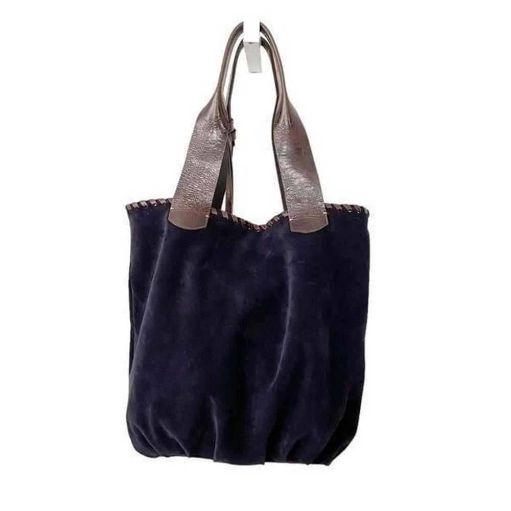 Laggo Navy Suede Soft Tote Bag with Tassels - image 4